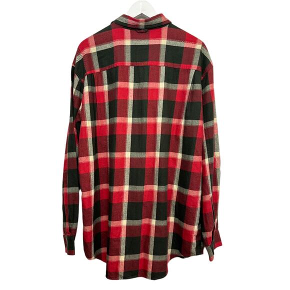 Timberland Flannel Shirt Button Down Plaid Checkered Red Green Cotton Large - Picture 2 of 5